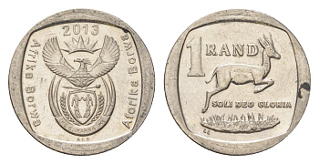 ЮАР 1 ранд 2013 KM 504 медь плакированная никелем 4627-563