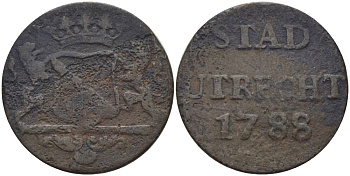 НИДЕРЛАНДЫ, УТРЕХТ 1 ДУИТ 1788 UTRECHT KM 91 медь 76-148