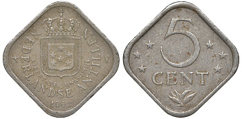 Нидерландские Антилы 5 центов 1983 Беатрикс (1980-2013) KM 13 медно-никель 4610-953