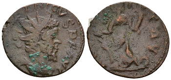 Римская Империя, императоры в Галлии антониниан 272 - 273 Тетрик, IMP TETRICVS P F AVG, бюст императора / HILARITAS AVGG, Хиларитата, персонификация Радости, локальная чеканка в Галлии RIC 80 биллон 1073-25-91