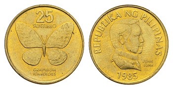 Филиппины 25 сентимо 1985 KM 241.1 латунь UNC 4668-718