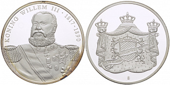 НИДЕРЛАНДЫ МЕДАЛЬ КОРОЛЬ ВИЛЬГЕЛЬМ III посеребрение PROOF 1082-8-44