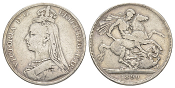 Великобритания 1 крона 1890 Виктория (1837-1901) KM 765, Spink 3921 серебро 4044-1044