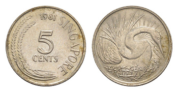 Сингапур 5 центов 1981 KM 2 медно-никель 4640-544