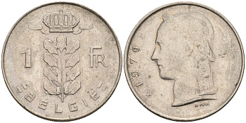 Бельгия 1 франк 1970 Belgie KM 143.1 медно-никель    4187-517