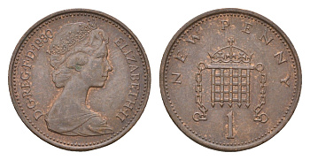 Великобритания 1 пенни 1980 Елизавета II (1952-2022) KM 915, Spink 4237 (B1) бронза 4674-429