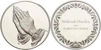 Нидерланды медаль ND руки в молитве 51,8 грамм серебро PROOF 00-00
