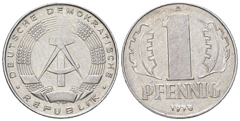 ГДР 1 пфенниг 1975 A KM 8.1 алюминий 201-349
