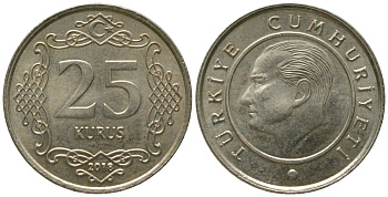 Турция 25 курушей 2018 KM 1242 медно-никель aUNC 4561-1226