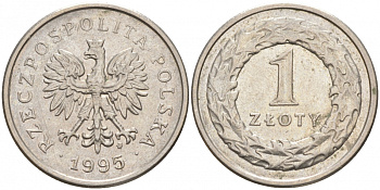 Польша 1 злотый 1995 MW KM 282 медно-никель 68-445