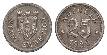 Эммерих 25 пфеннигов 1920 Funck 118.3, Men05 6537.3, Men18 8204.3 железо 4582-631