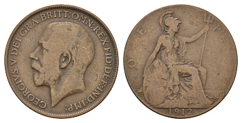 Великобритания 1 пенни 1912 Георг V (1910-1936) KM 810, Spink 4051 бронза 4680-831