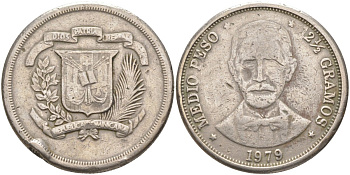 Доминикана 1/2 песо 1979 KM 52 медно-никель 3855-1111