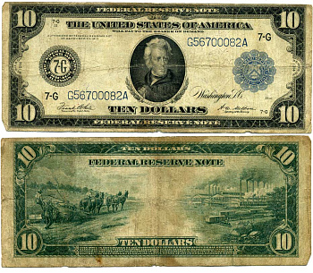 США 10 долларов 1914 голубая серия, подпись WHITE-MELLON, Чикаго Pick 360b бумага 451-190-1