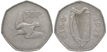Ирландия 50 пенсов 1976 Вальдшнеп KM 24 медно-никель 4526-144