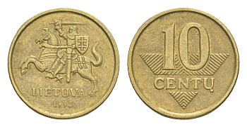 Литва 10 центов 1998 KM 106 никель латунь 4115-744