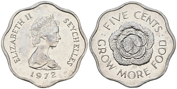 Сейшельские острова 5 центов 1972 FAO, цветок, Елизавета II KM 18 алюминий UNC 4588-645