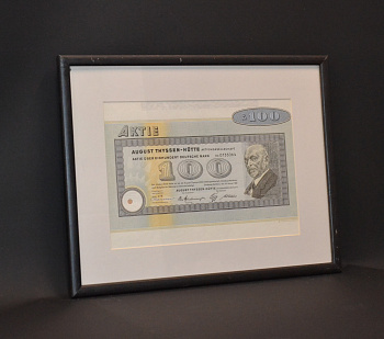 Германия, Thyssen (Тиссен) AG, Дуйсбург-Хамборн акция в 100 марок 1960 в рамке со стеклом бумага 57-1-16