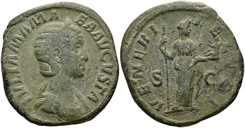 Римская Империя сестерций 224 Юлия Мамея, мать Александра Севера VENERI FELICI Венера, Рим Very fine 21,39 гр RIC 694 бронза 1073-7-74