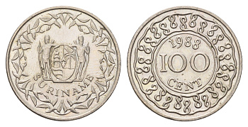 Суринам 100 центов 1988 KM 23 медно-никель UNC 4132-242