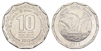 Шри-Ланка 10 рупий 2013 серия административные округа Шри Ланки, Бадулла, водопад KM 193 нержавеющая сталь UNC 4635-924