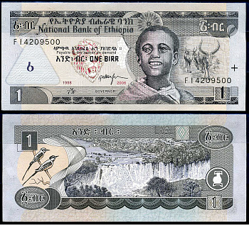 Эфиопия 1 быр ED 1998 AD 2006 Pick 46 d бумага 8592-2-3-1