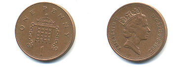 Великобритания 1 пенни 1992 Елизавета II (1952-2022) KM 935a, Spink 4391 (B4) сталь плакированная медью 177-1132