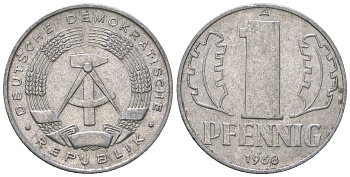 ГДР 1 пфенниг 1968 А КМ 8.1 алюминий 4615-1219