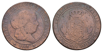 Испания 5 сентимо 1868 KM 635 медь 4653-835