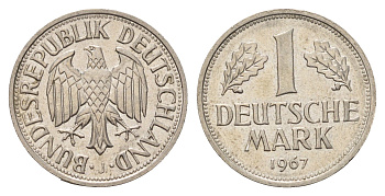 ФРГ 1 марка 1967 J KM 110, J. 385 медно-никель 3459-945