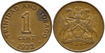 Тринидад и Тобаго 1 цент 1972 герб KM 1 бронза 4396-945