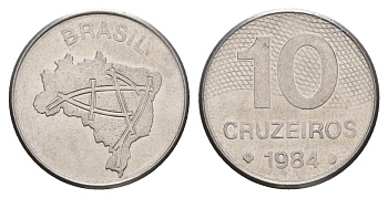 Бразилия 10 крузейро 1984 KM 592.1 нержавеющая сталь 4656-1257