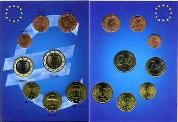ФРГ евронабор из 8 монет 2002 G  биметалл  UNC  1-6-2-39