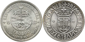 Португалия 750 эскудо 1983 XVII выставка европейского искусства КМ 621 серебро UNC 1519-1242