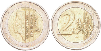 Нидерланды 2 евро 2002 KM 241 биметалл 4126-1014
