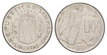 Сан-Марино 100 лир 1981 Мир KM 122 нержавеющая сталь UNC 4648-311