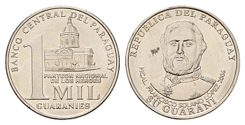 Парагвай 1000 гуарани 2006 KM 198 сталь плакированный медно-никелем UNC 3336-1152