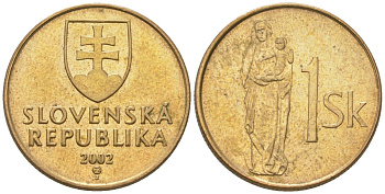 Словакия 1 крона 2002 MK KM 12 сталь плакировнная бронзой 4164-869
