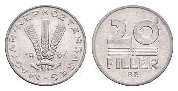 Венгрия 20 филлеров 1987 BP KM 573 алюминий 4658-629
