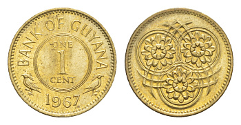 Гайана 1 цент 1967 Республика KM 31 никель латунь UNC 4659-512