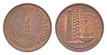 Сингапур 1 цент 1979 KM 1 a cталь с медным покрытием 4640-623