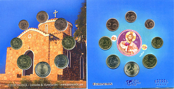 Кипр евронабор из 8 монет 2008 WORLD MONEY FAIR, в оригинальном картонном буклете  биметалл  UNC  1181-3-04