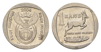ЮАР 1 ранд 2004 KM 333 медь плакированная никелем 4627-427