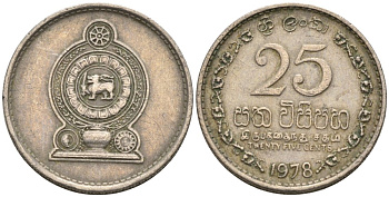 Шри-Ланка 25 центов 1978 KM 141.1 медно-никель 4567-236