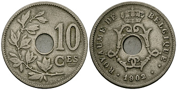 Бельгия 10 сантимов 1902 Belgique KM 48 медно-никель 4172-723
