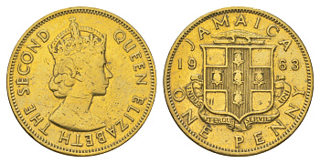 Ямайка 1 пенни 1963 KM 37 никель латунь 4628-733