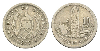 Гватемала 10 сентаво 1977 KM 277 медно-никель 4664-722