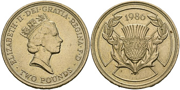 Великобритания 2 фунта 1986 Елизавета II (1952-2022), XIII Игры Британского Содружества KM 947, Spink 4311 (K1) никель латунь 4162-744