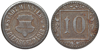 Германия, Мюнстер 10 пфеннигов 1918 Funck 350.5 железо 4119-933