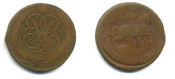 РОССИЯ 1 КОПЕЙКА 1761 медь 61-921